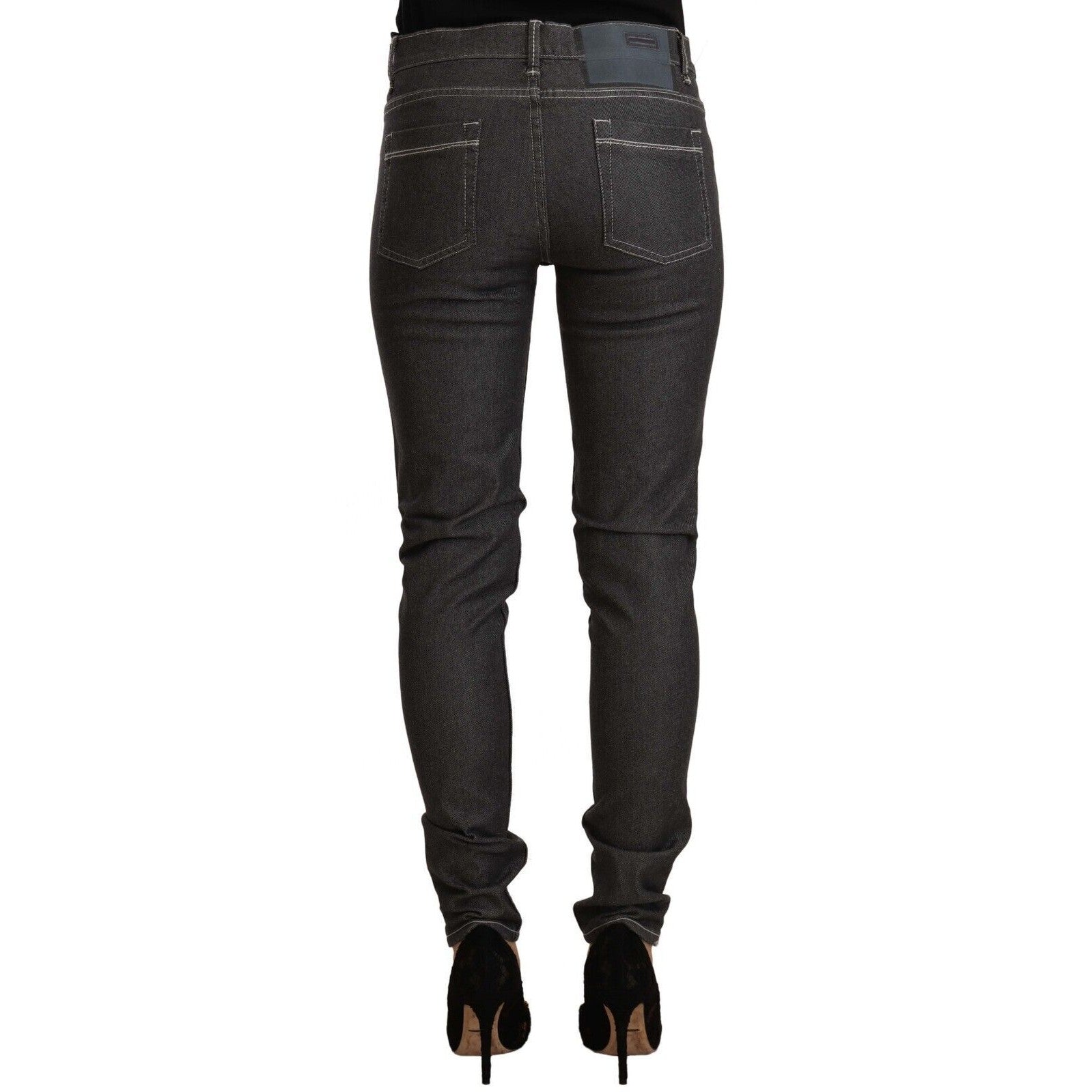 Acht Black Low Waist Skinny Denim Slim Fit Jeans