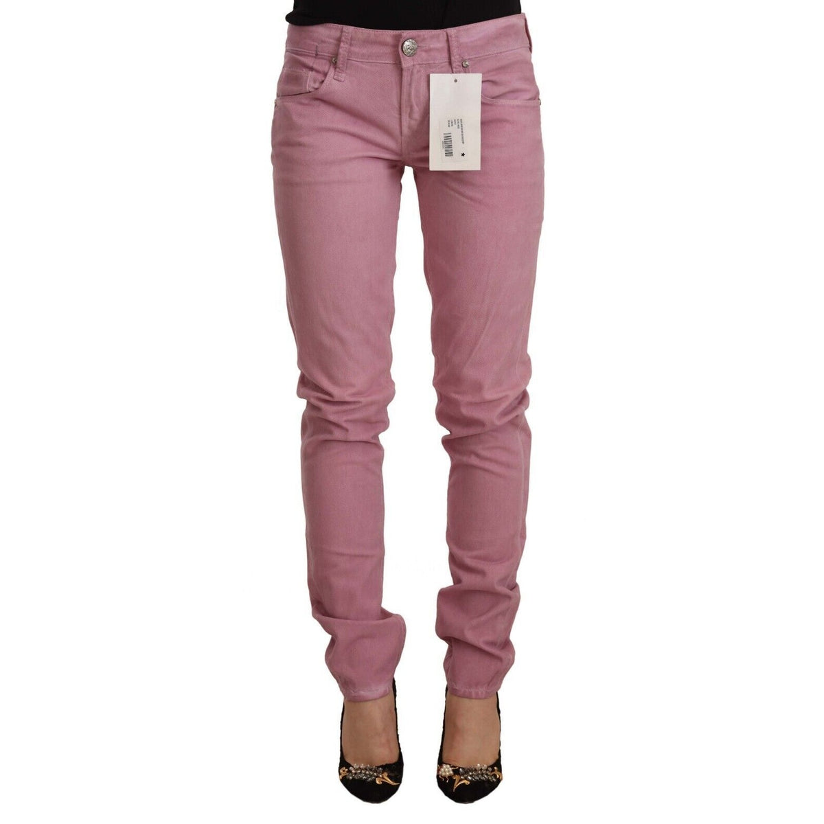 Acht Pink Cotton Slim Fit Women Denim Skinny Jeans