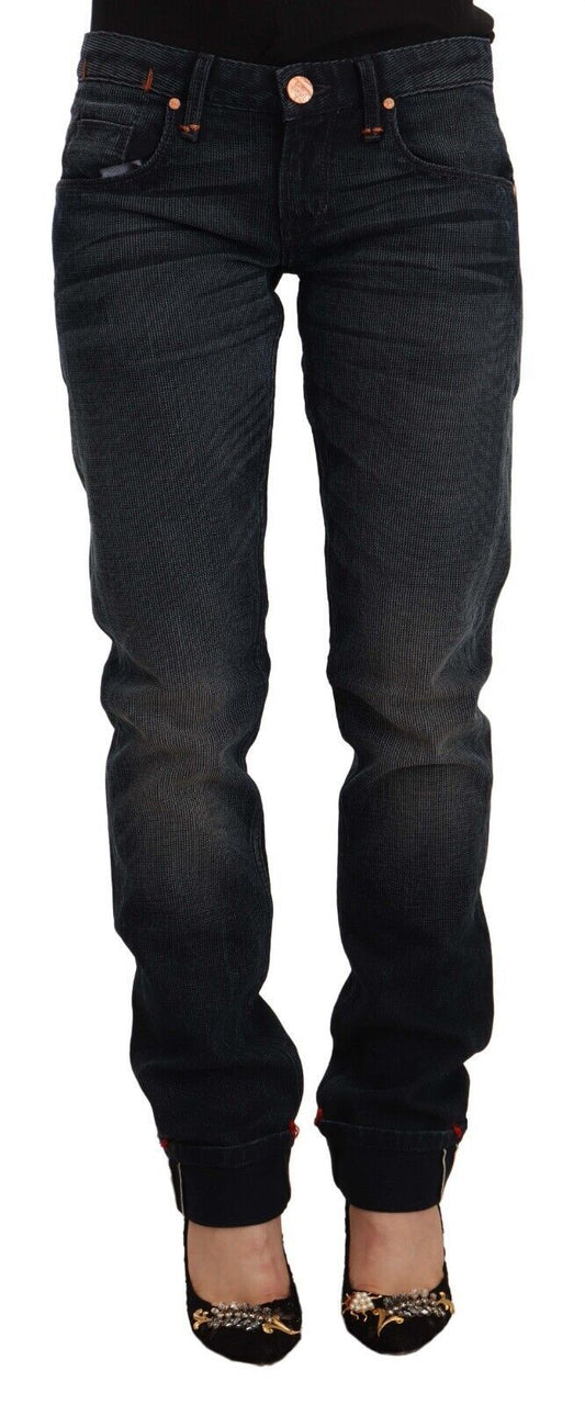 Acht Black Washed Cotton Skinny Denim Low Waist Jeans Acht