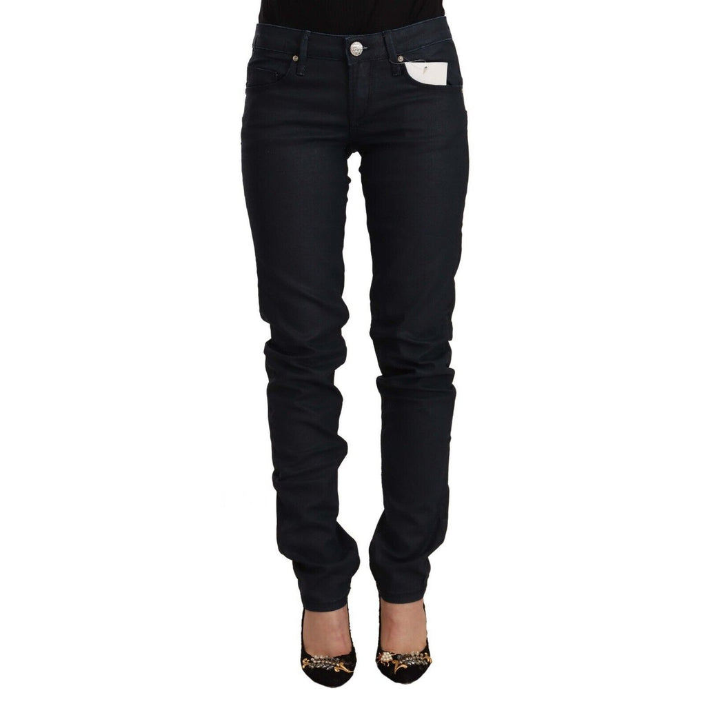 Acht Black Cotton Low Waist Slim Fit Denim Jeans
