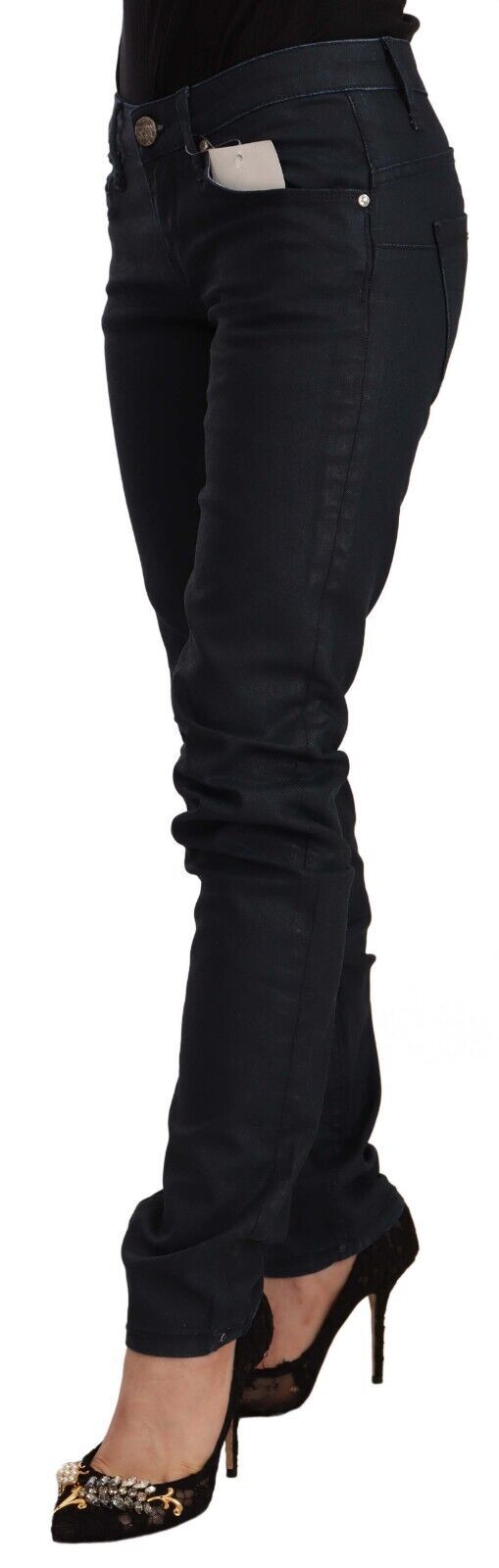 Acht Black Cotton Low Waist Slim Fit Denim Jeans Acht