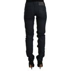 Acht Black Cotton Low Waist Slim Fit Denim Jeans