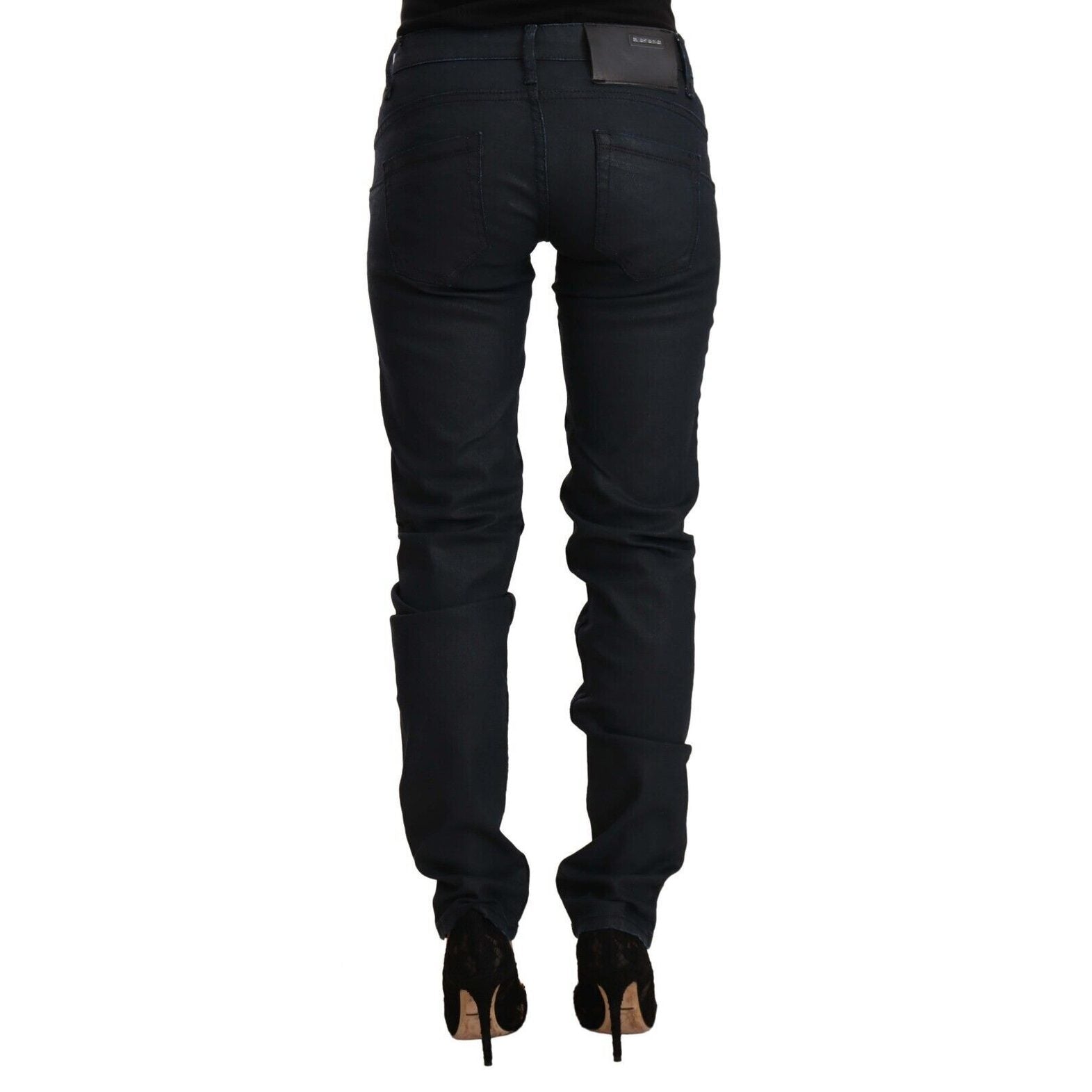 Acht Black Cotton Low Waist Slim Fit Denim Jeans