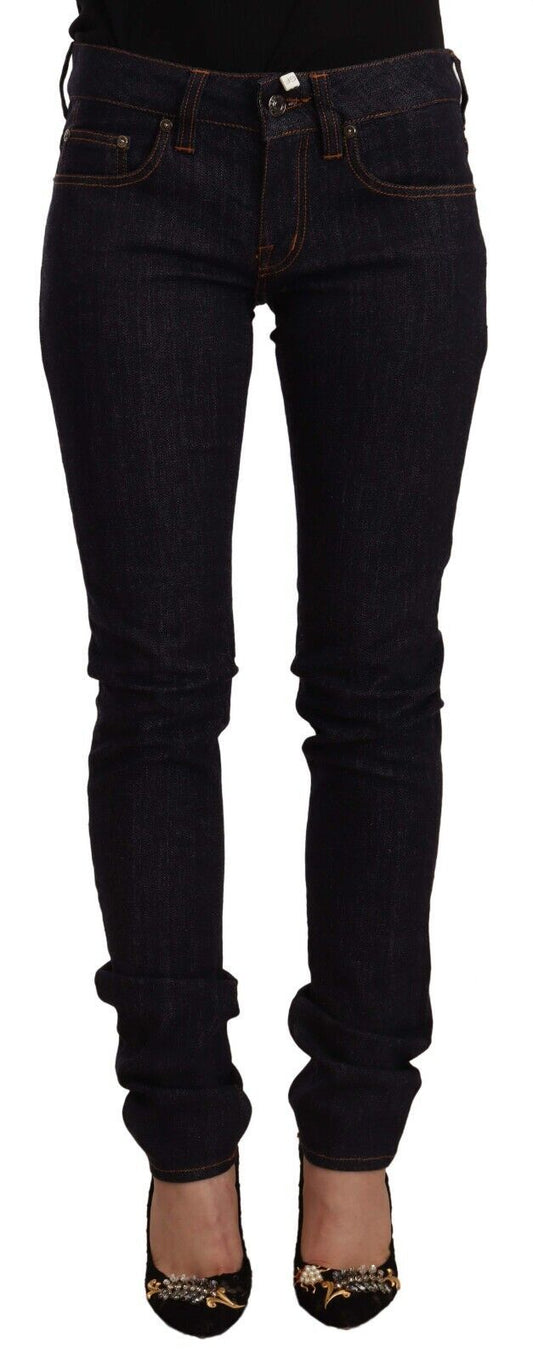 GF Ferre Black Mid Waist Cotton Denim Skinny Jeans GF Ferre