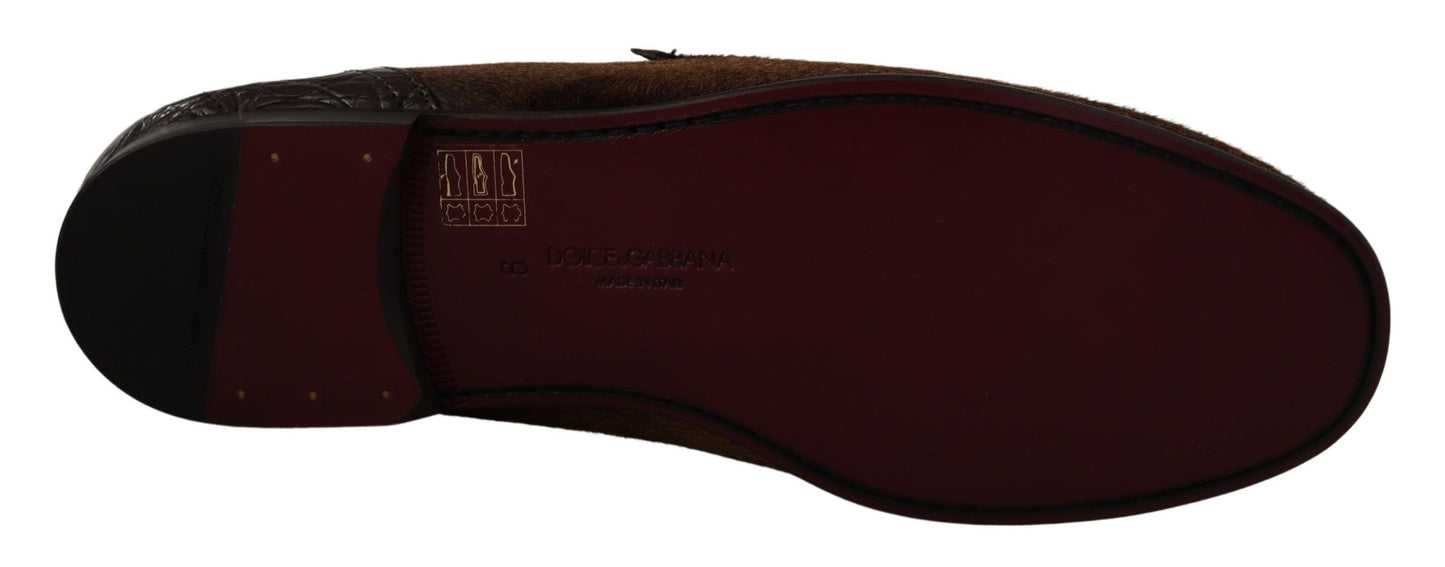Dolce & Gabbana Shoes Dress Loafers Brown Leather Slip Shoes Dolce & Gabbana