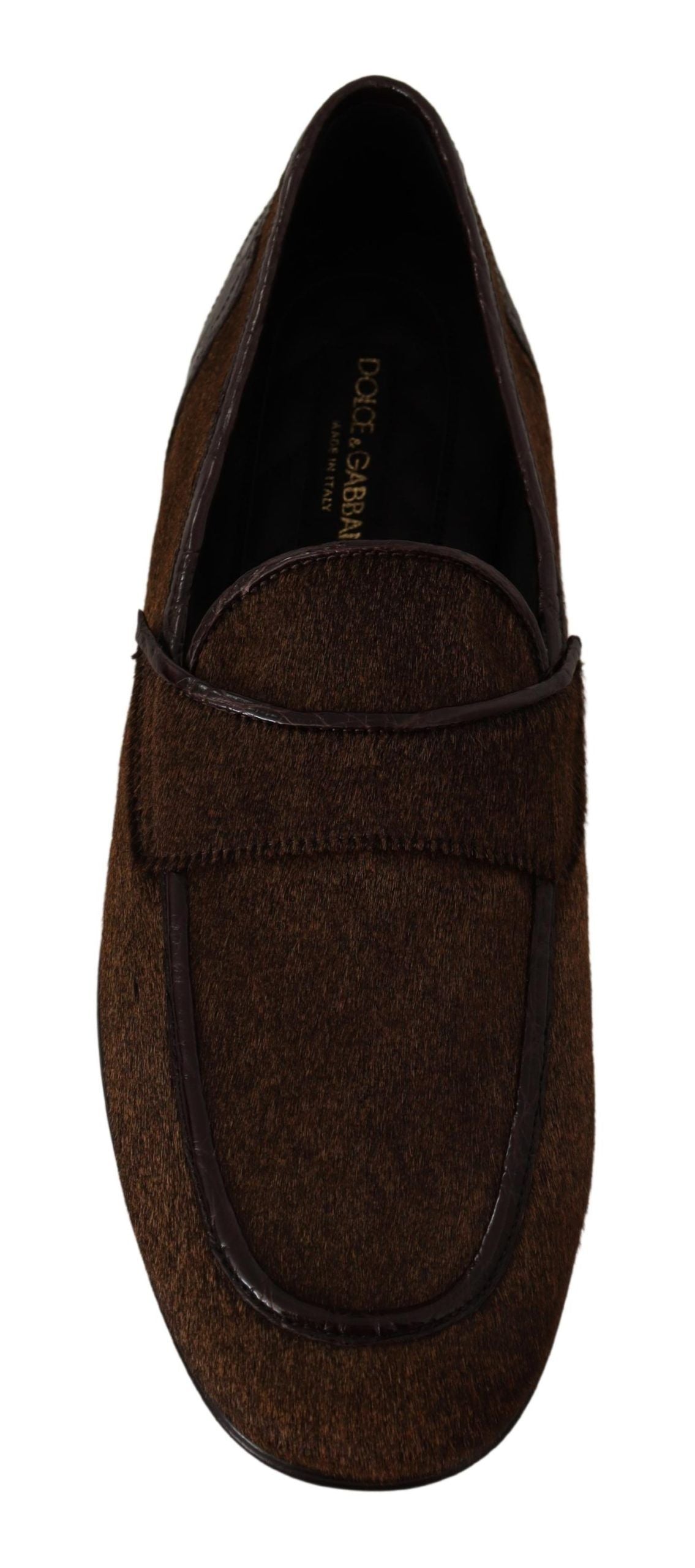 Dolce & Gabbana Shoes Dress Loafers Brown Leather Slip Shoes Dolce & Gabbana