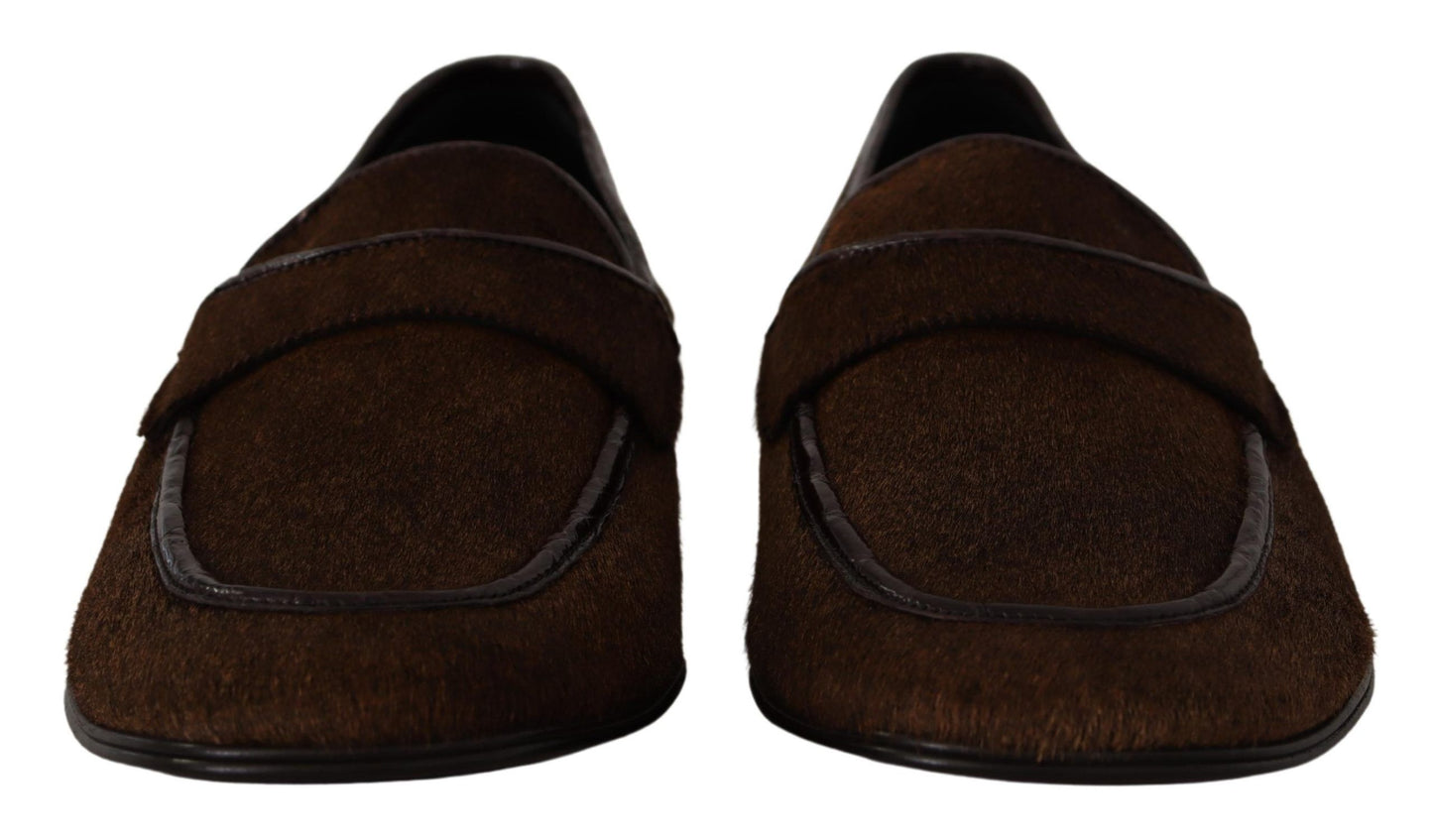 Dolce & Gabbana Shoes Dress Loafers Brown Leather Slip Shoes Dolce & Gabbana