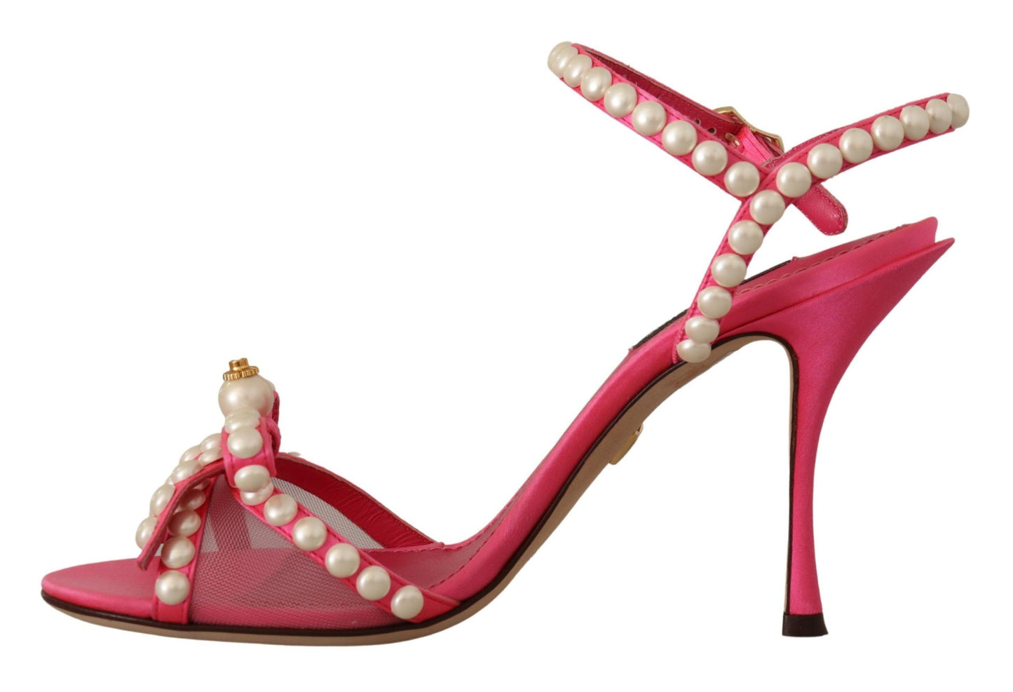 Dolce & Gabbana Pink Satin White Pearl Crystals Heels Shoes Dolce & Gabbana