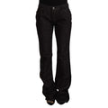 GF Ferre Black Mid Waist Cotton Denim Straight Boot Cut Jeans