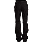 GF Ferre Black Mid Waist Cotton Denim Straight Boot Cut Jeans
