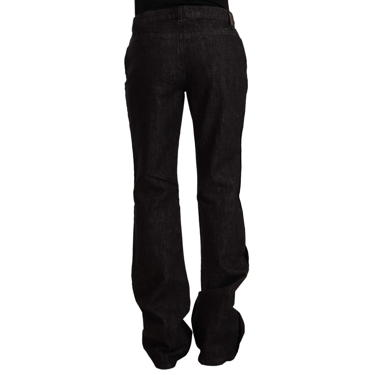 GF Ferre Black Mid Waist Cotton Denim Straight Boot Cut Jeans