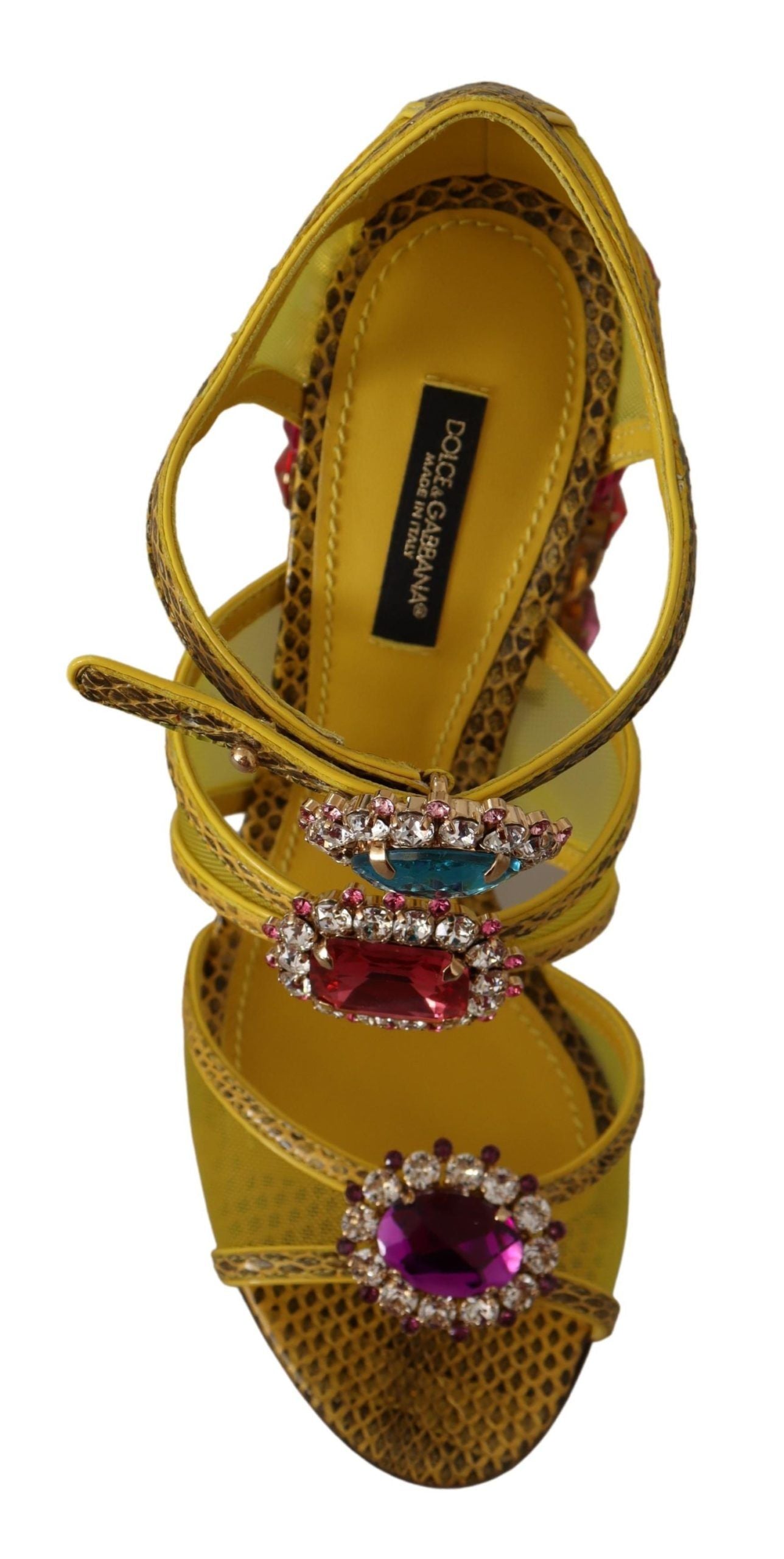 Dolce & Gabbana Yellow Leather Crystal Ayers Sandals Shoes Dolce & Gabbana
