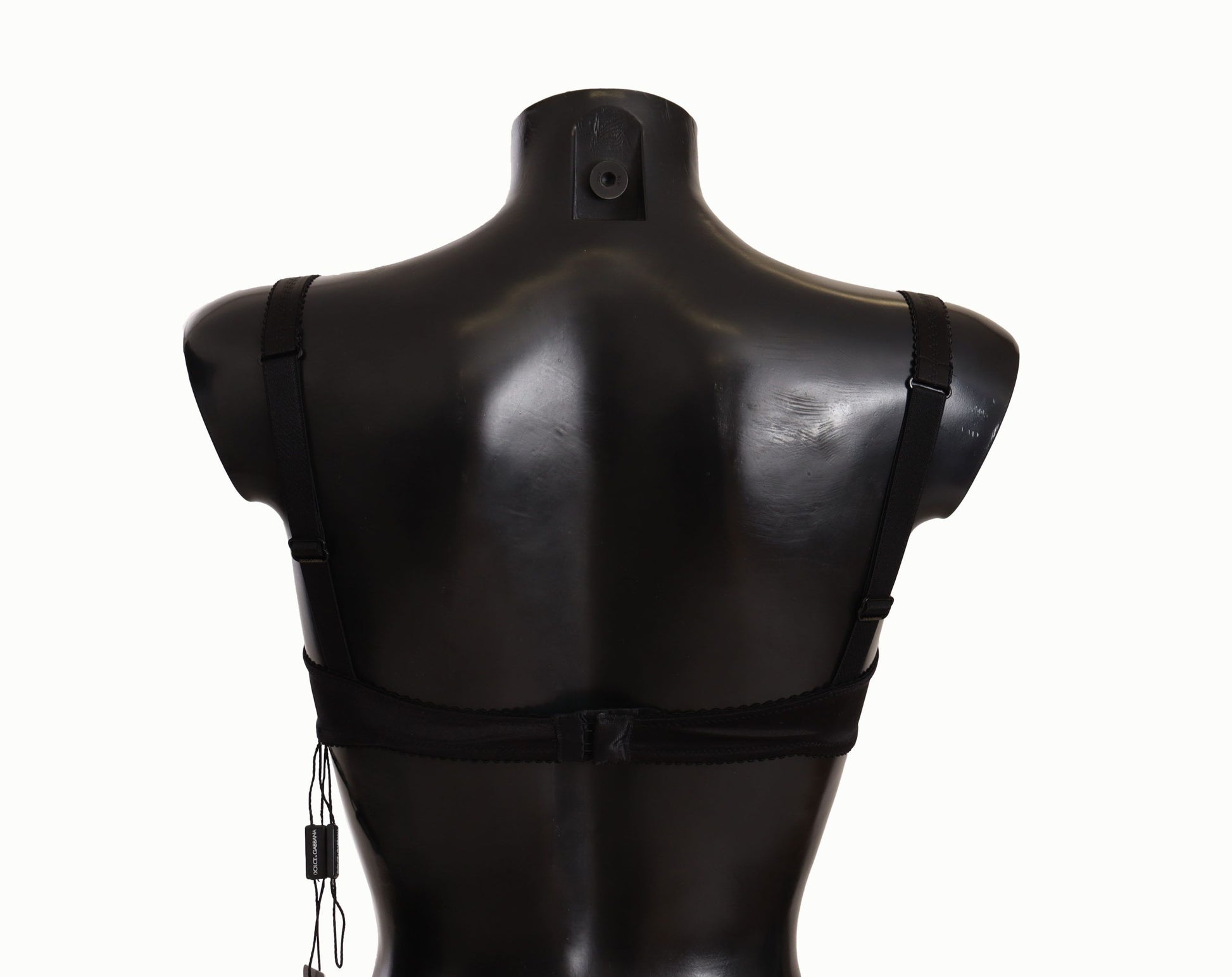 Dolce & Gabbana Black Polka Dot Satin Lace Balconette Bra Dolce & Gabbana