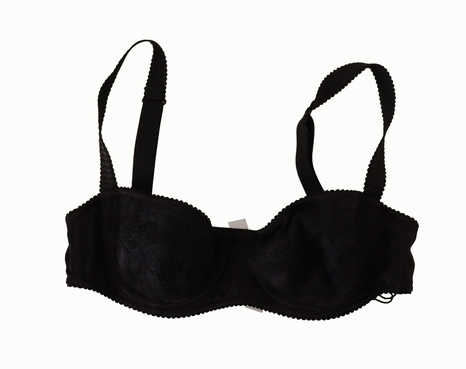 Dolce & Gabbana Black Polka Dot Satin Lace Balconette Bra Dolce & Gabbana