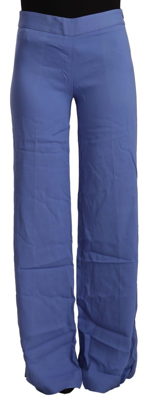 P.A.R.O.S.H. Blue High Waist Viscose Straight Wide Leg Pants P.A.R.O.S.H.