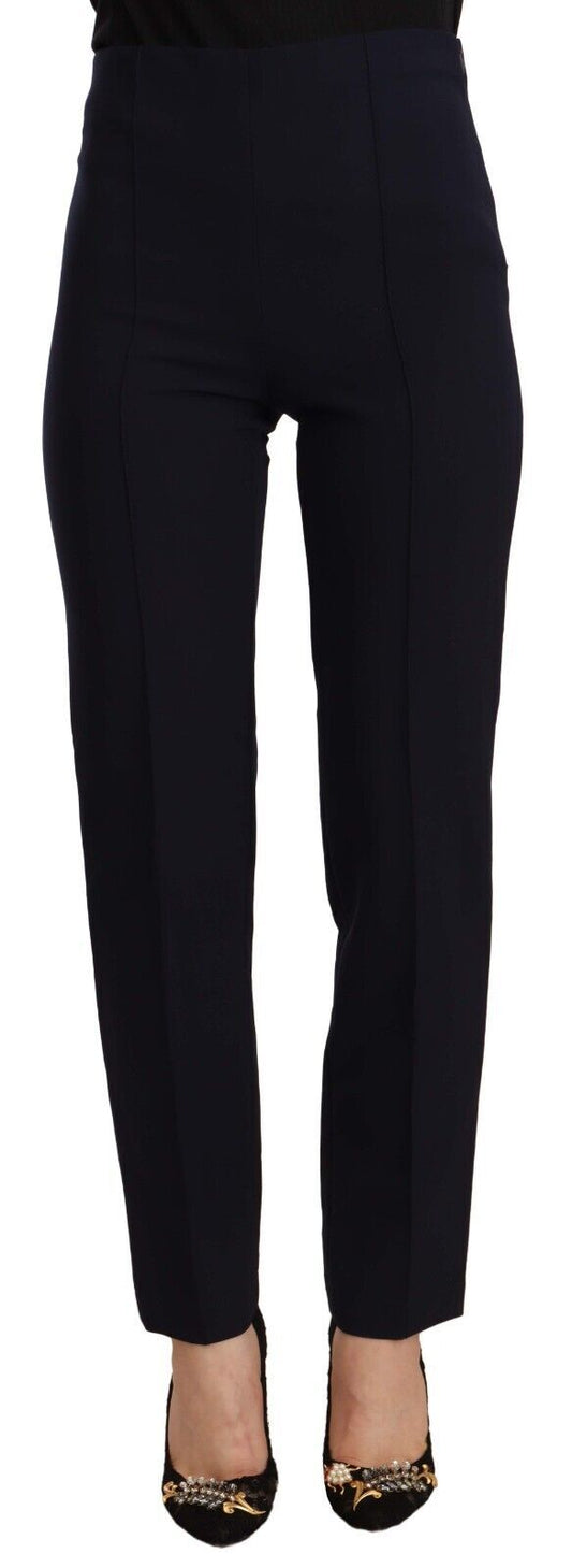 AGLINI Black High Waist Polyester Women Straight Pants AGLINI
