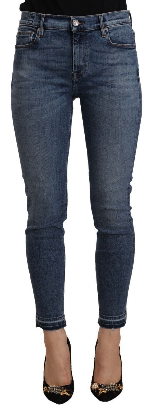 Don The Fuller Blue Mid Waist Cotton Denim Slim Fit Cropped Jeans Don The Fuller