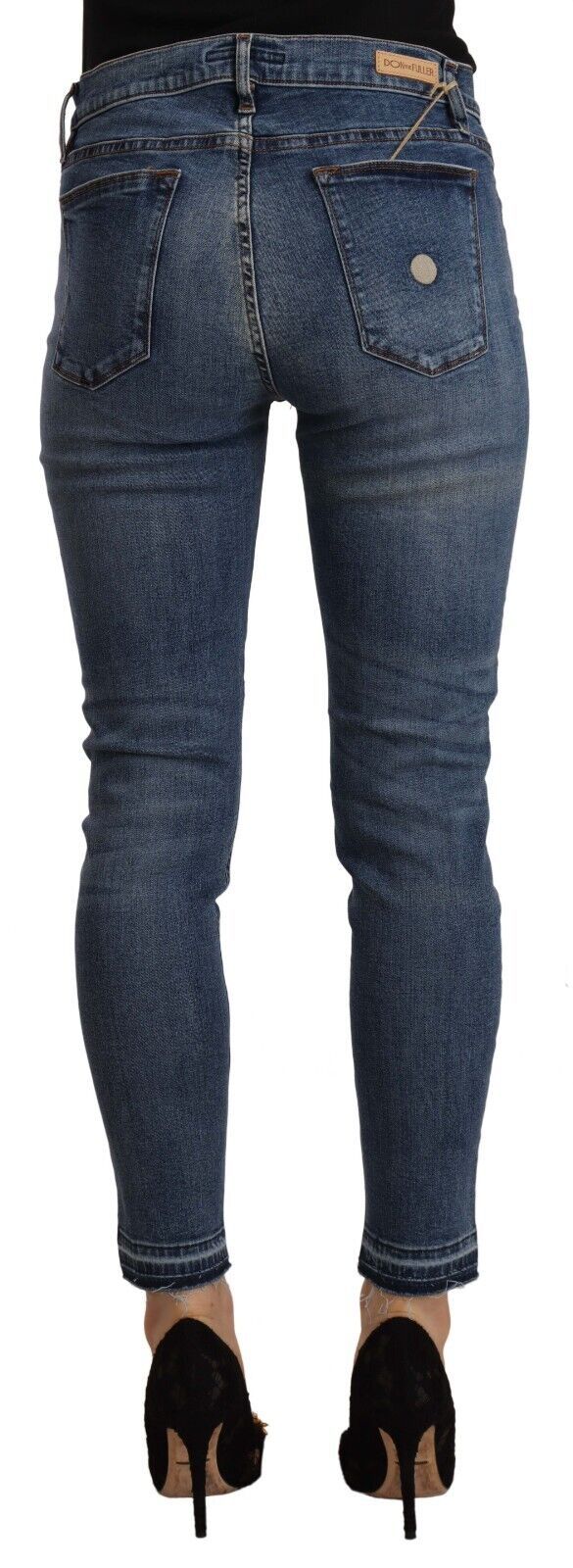 Don The Fuller Blue Mid Waist Cotton Denim Slim Fit Cropped Jeans Don The Fuller