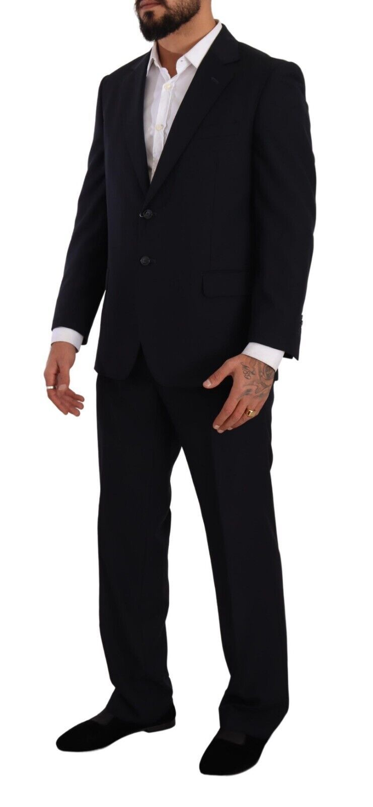 Domenico Tagliente Blue Polyester Single Breasted Formal Suit Domenico Tagliente