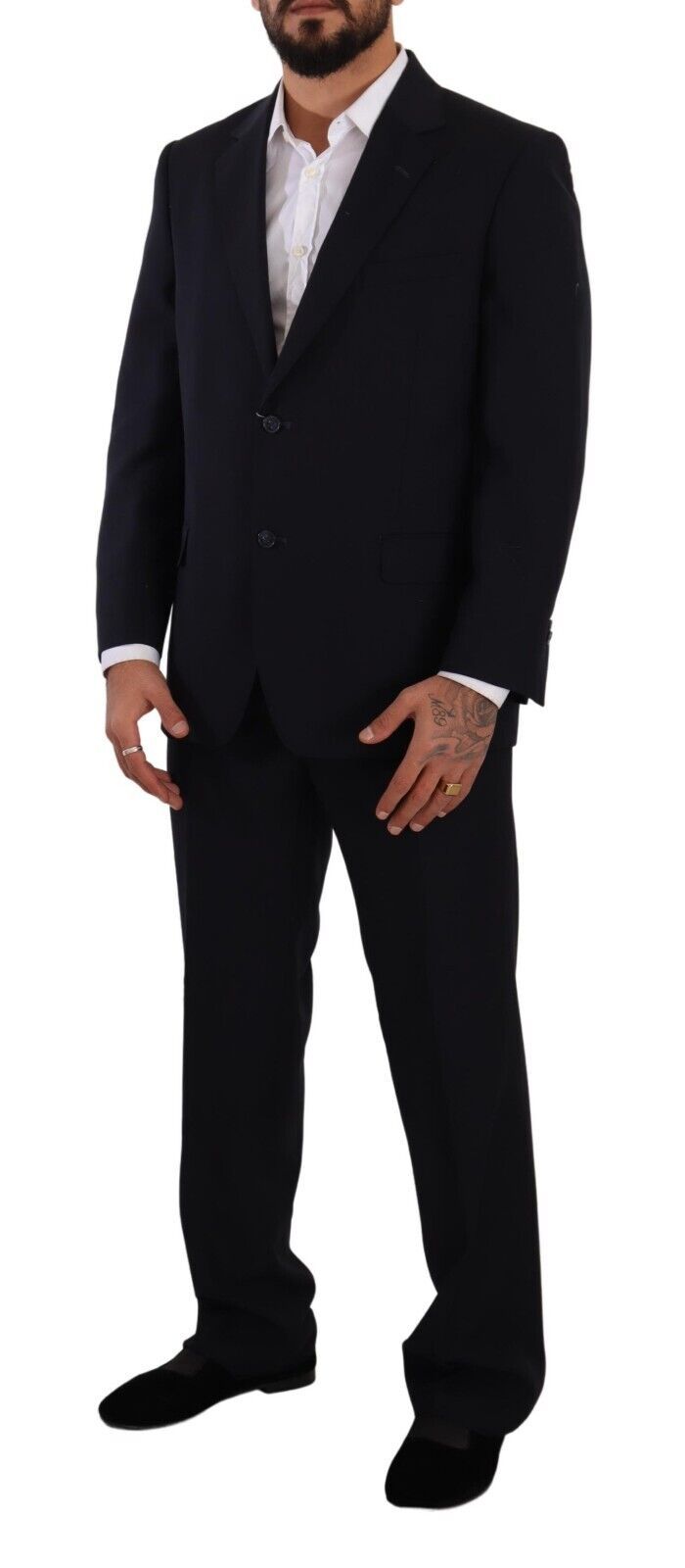 Domenico Tagliente Blue Polyester Single Breasted Formal Suit Domenico Tagliente