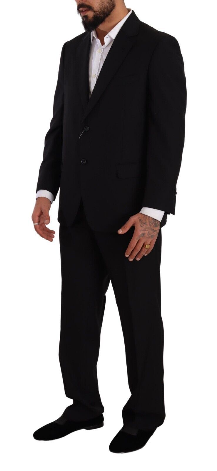 Domenico Tagliente Black Polyester Single Breasted Formal Suit Domenico Tagliente