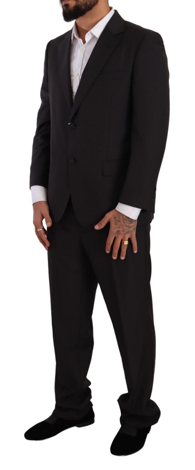 Dark gray Domenico Tagliente single-breasted formal suit jacket, tailored with lapel collar and sleek design.