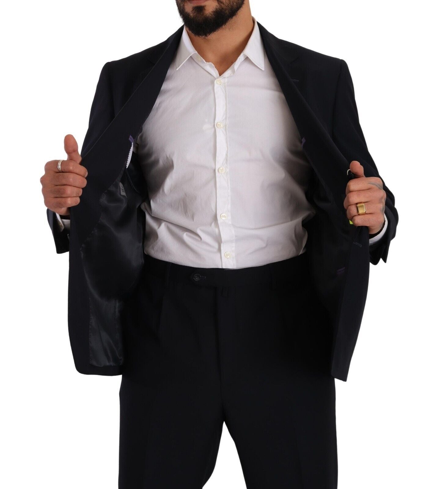 Domenico Tagliente Blue Polyester Single Breasted Formal Suit Domenico Tagliente