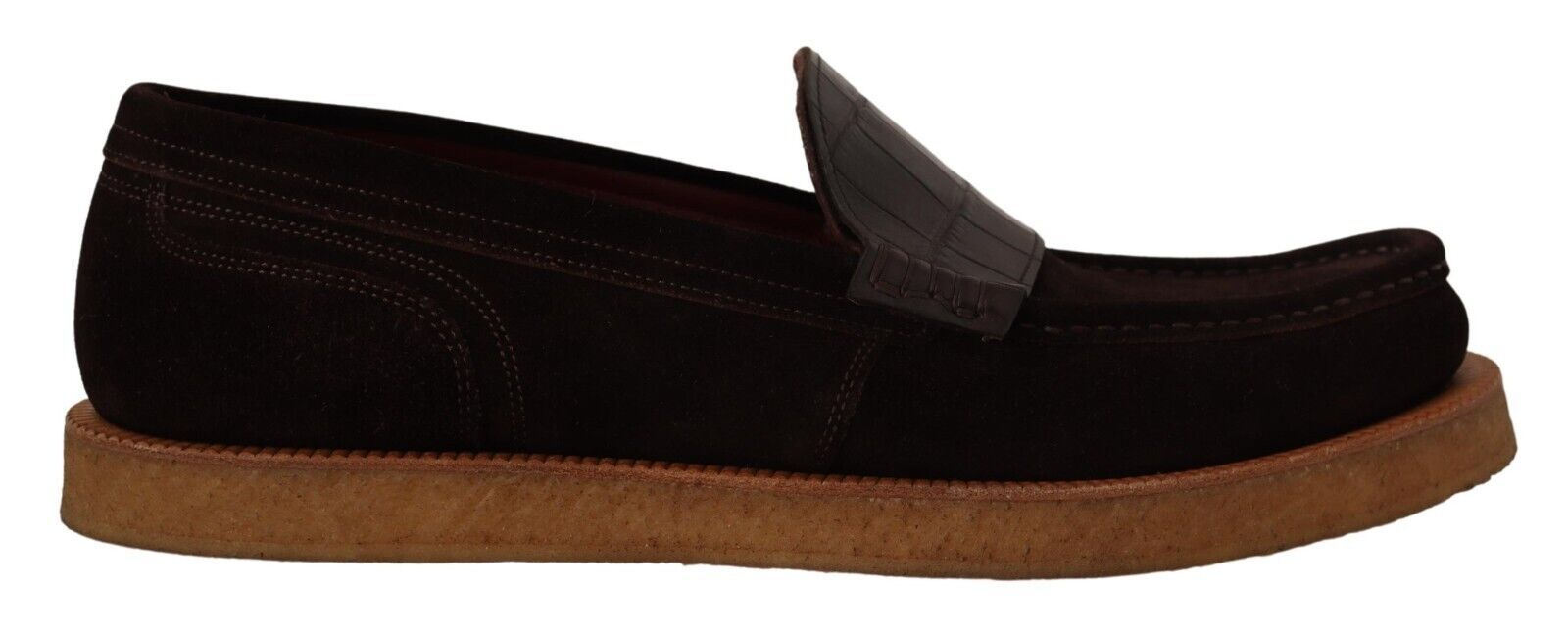 Dolce & Gabbana Brown Suede Leather Slip On Flats Moccasin Shoes Dolce & Gabbana