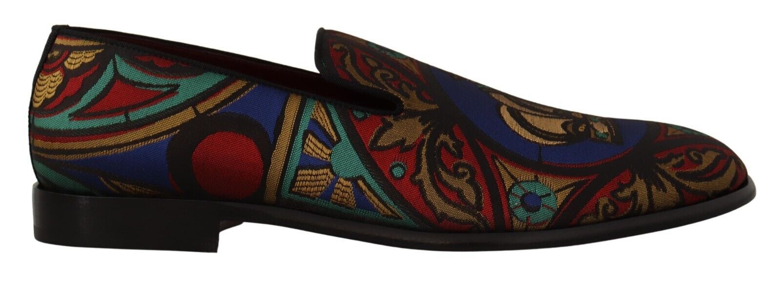 Dolce & Gabbana Multicolor Jacquard Crown Slippers Loafers Shoes Dolce & Gabbana