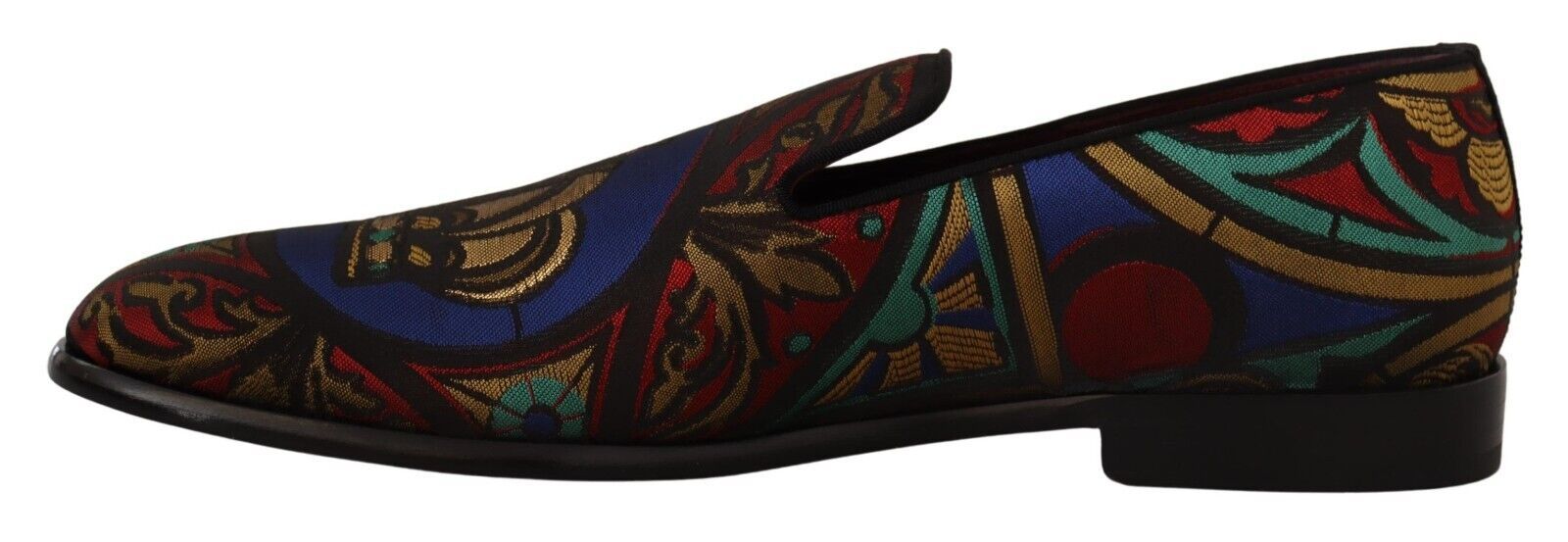 Dolce & Gabbana Multicolor Jacquard Crown Slippers Loafers Shoes Dolce & Gabbana