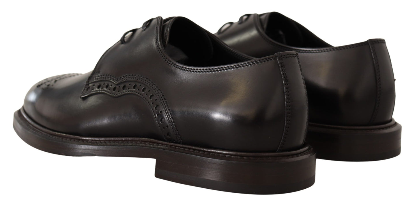 Dolce & Gabbana Black Leather Dress Formal Derby Shoes Dolce & Gabbana