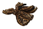 Dolce & Gabbana gold crystal beaded sequined silk bow headband with a decorative diadem design.
