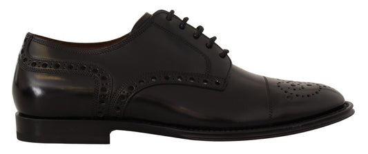 Dolce & Gabbana Black Leather Wingtip Mens Formal Derby Shoes Dolce & Gabbana