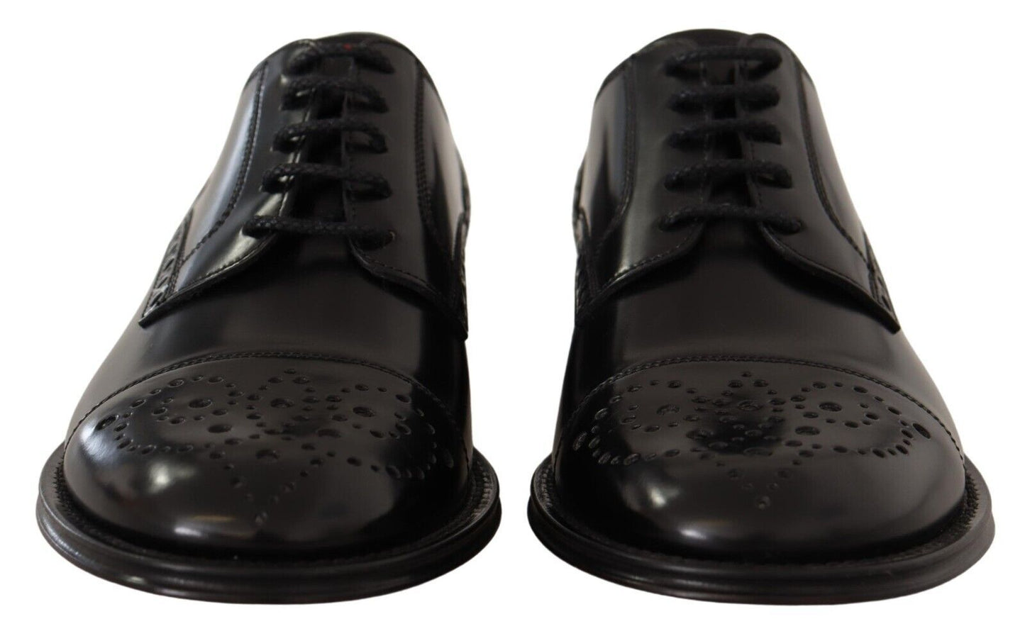 Dolce & Gabbana Black Leather Wingtip Mens Formal Derby Shoes Dolce & Gabbana