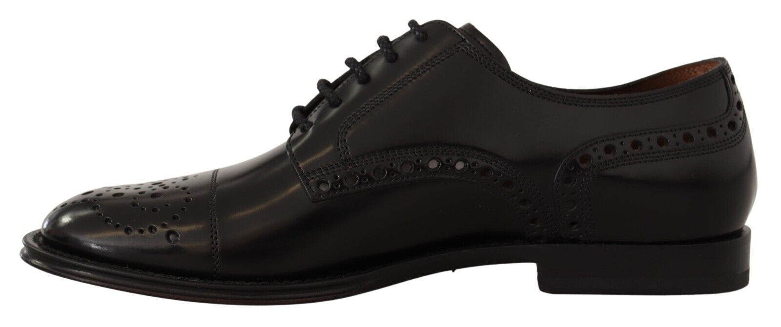 Dolce & Gabbana Black Leather Wingtip Mens Formal Derby Shoes Dolce & Gabbana