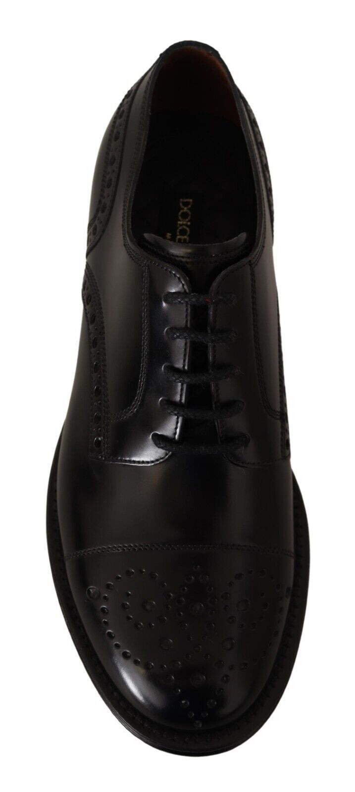Dolce & Gabbana Black Leather Wingtip Mens Formal Derby Shoes Dolce & Gabbana