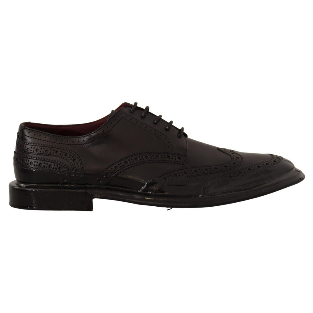 Dolce & Gabbana Black Leather Oxford Wingtip Formal Derby Shoes
