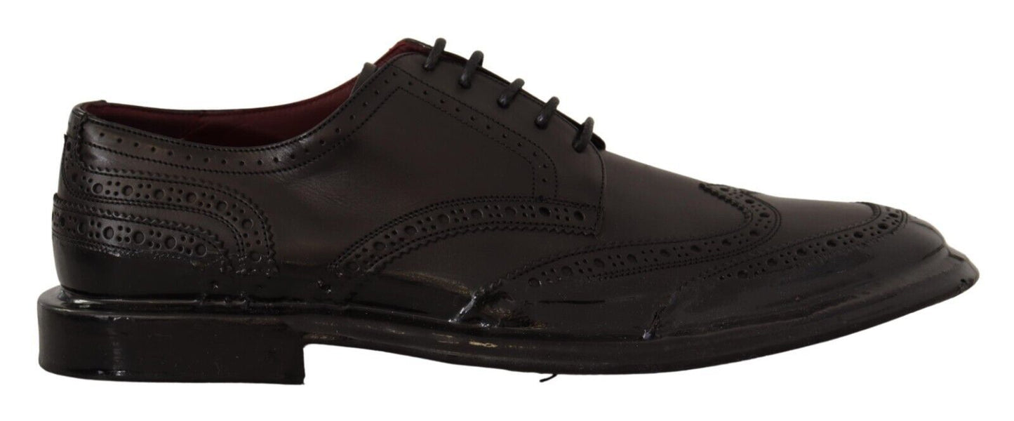 Dolce & Gabbana Black Leather Oxford Wingtip Formal Derby Shoes Dolce & Gabbana