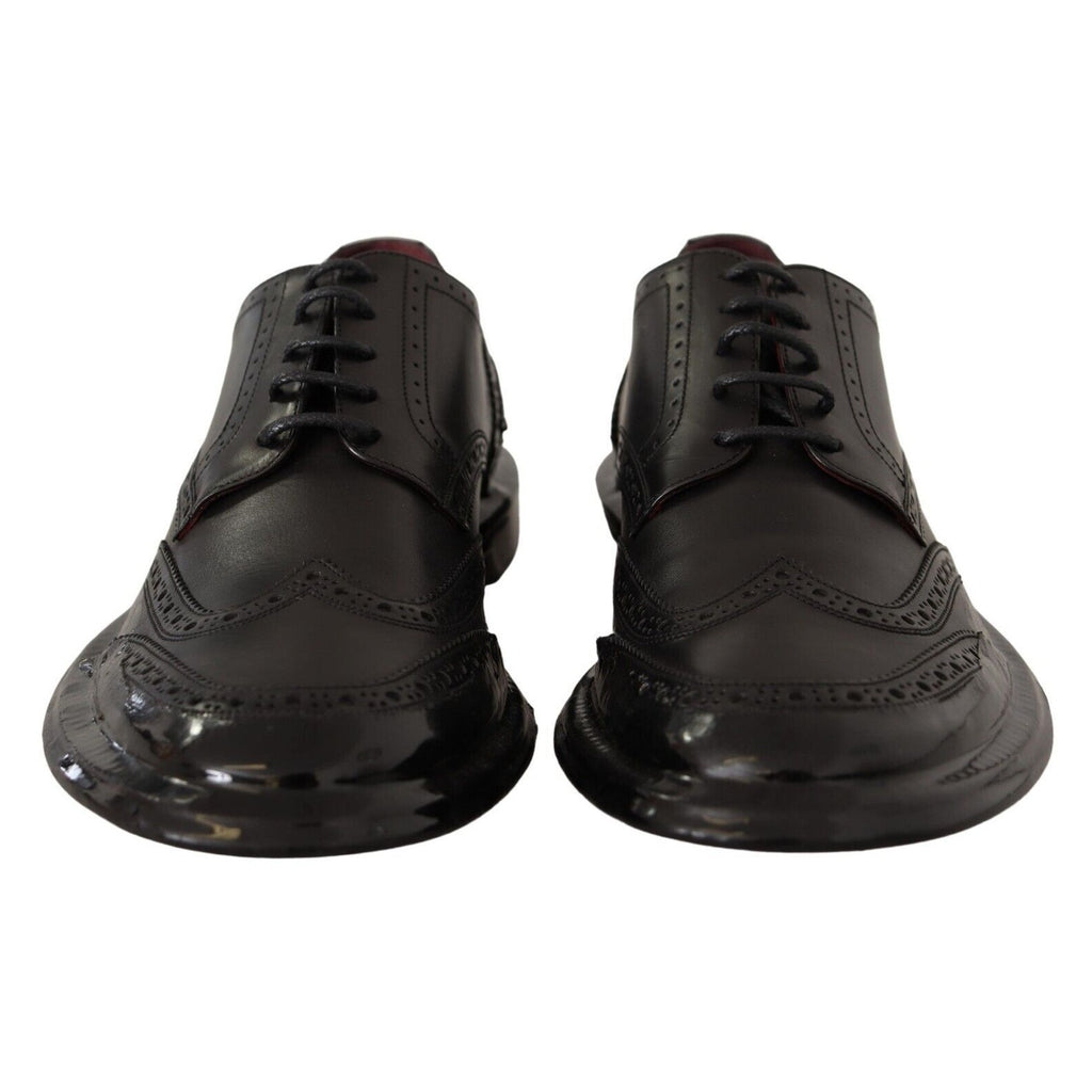 Dolce & Gabbana Black Leather Oxford Wingtip Formal Derby Shoes