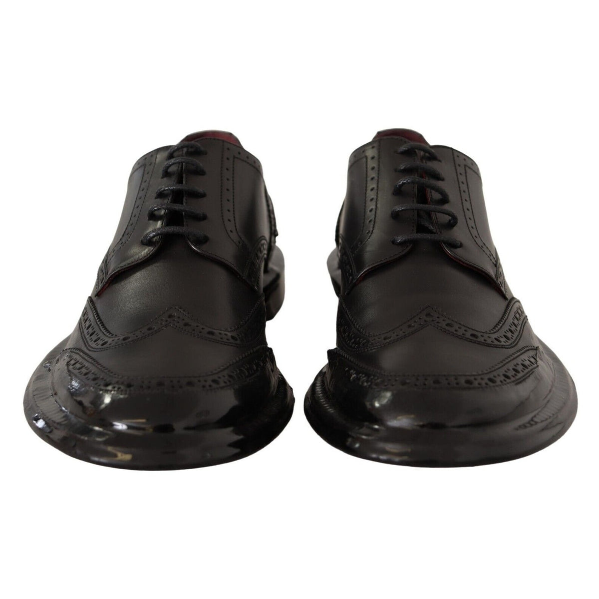 Dolce & Gabbana Black Leather Oxford Wingtip Formal Derby Shoes
