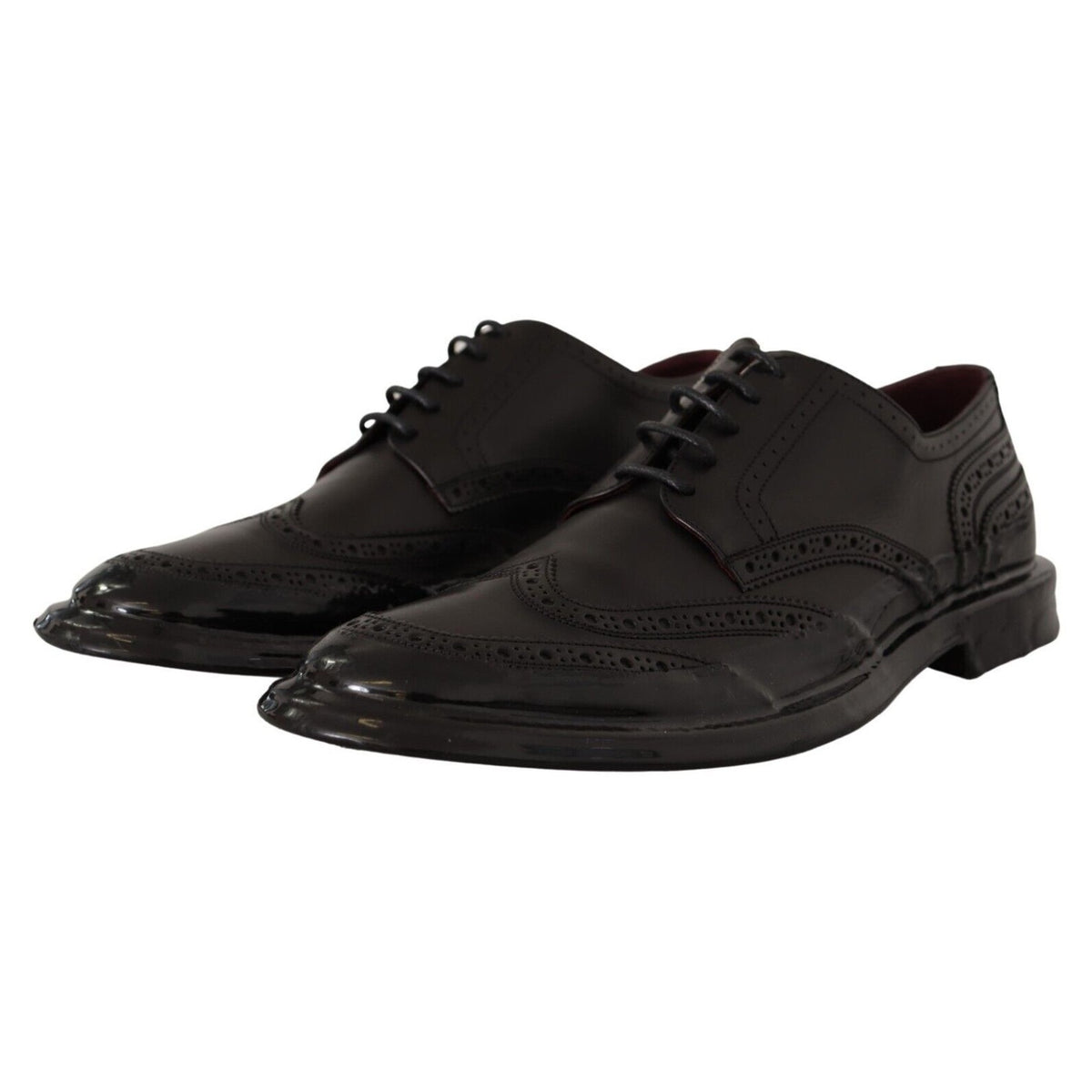 Dolce & Gabbana Black Leather Oxford Wingtip Formal Derby Shoes