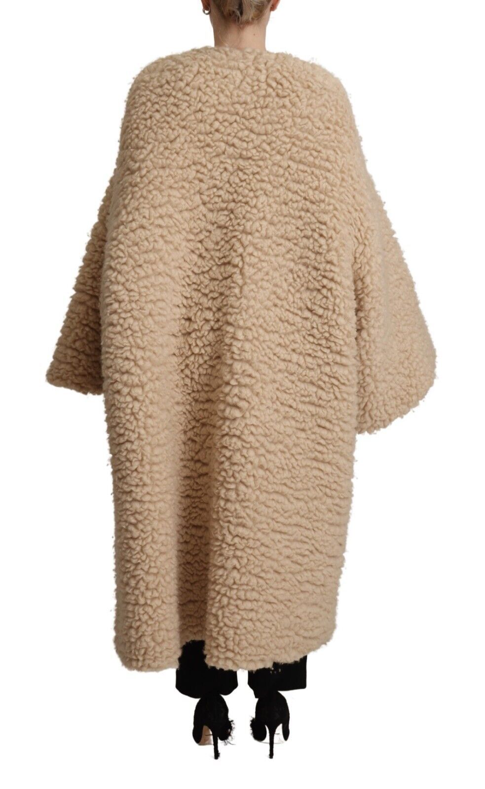 Dolce & Gabbana Beige Cashmere Wool Faux Fur Coat Jacket Dolce & Gabbana