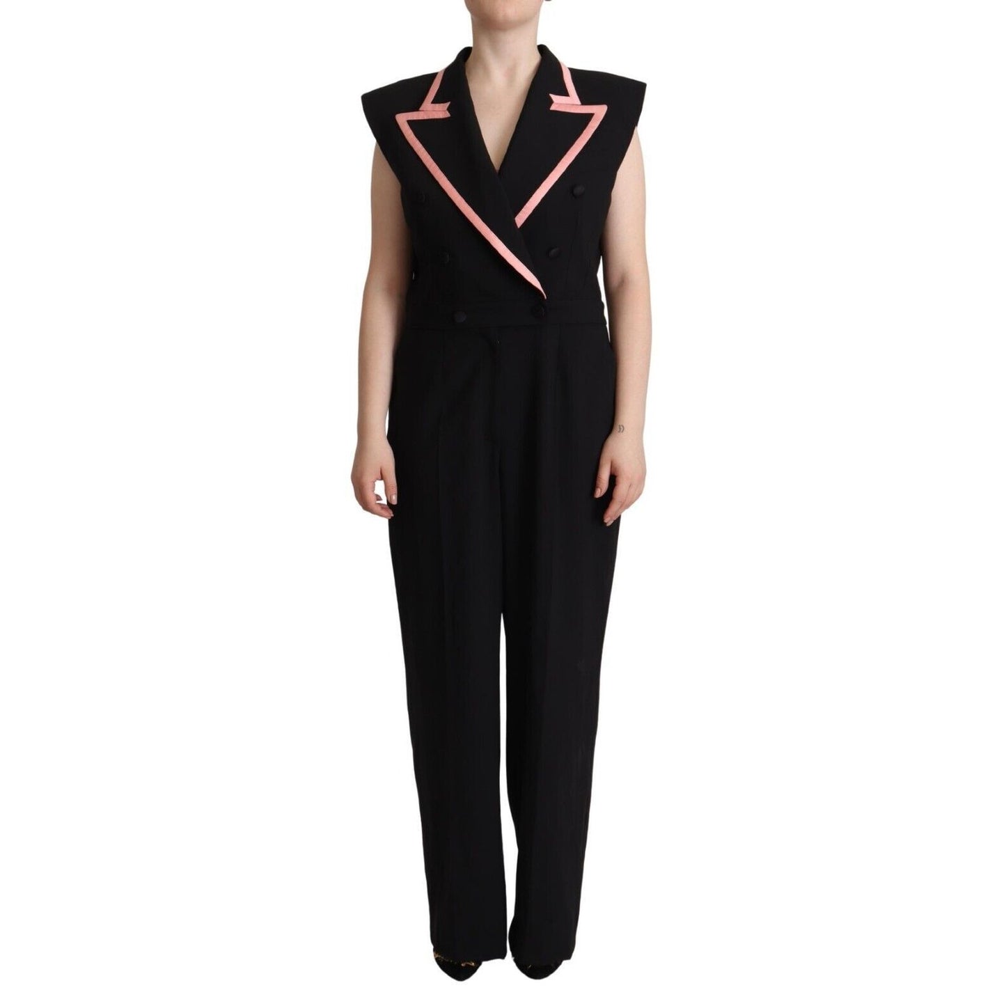 Dolce & Gabbana Black Wool Blend Sleeveless Jumpsuit Dress