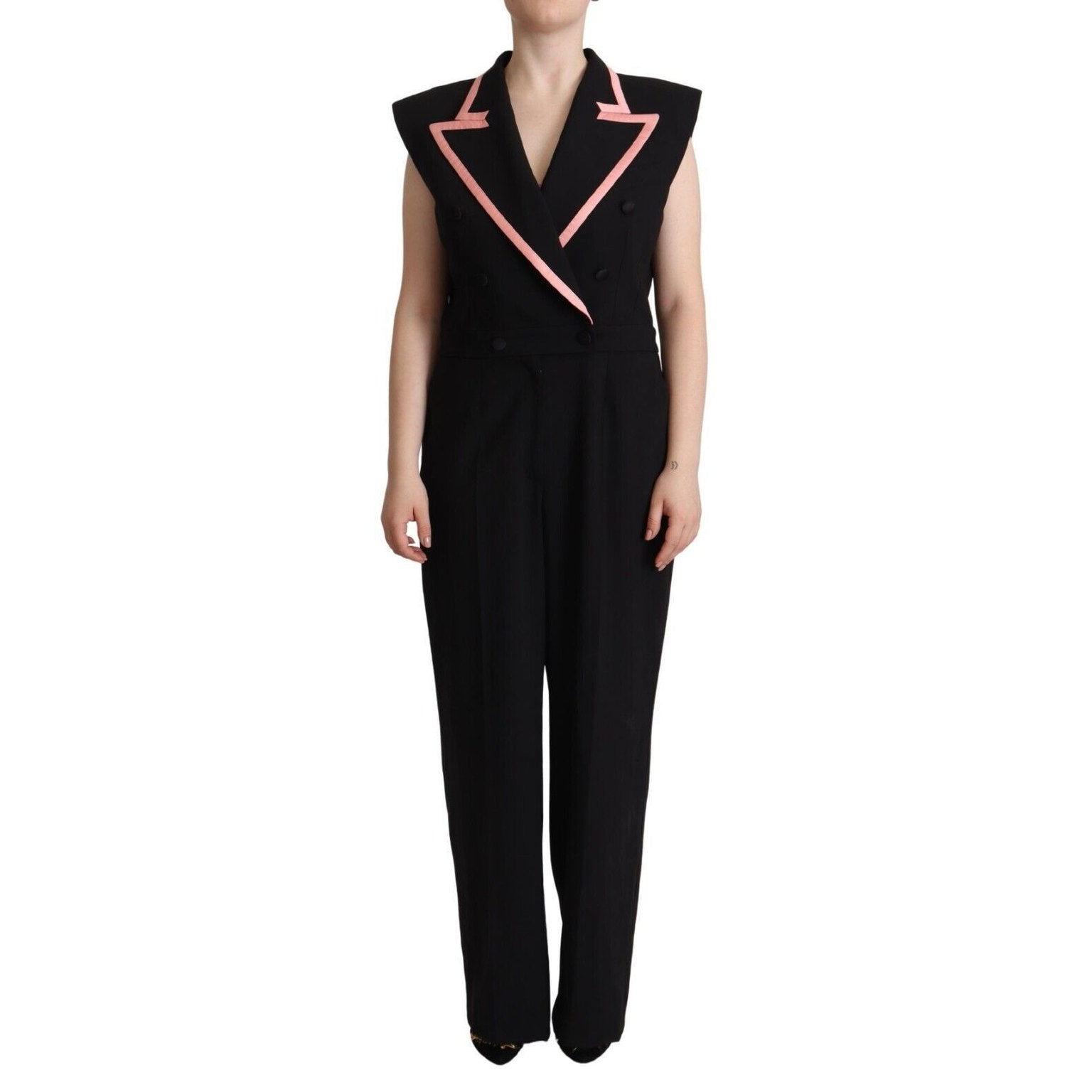 Dolce & Gabbana Black Wool Blend Sleeveless Jumpsuit Dress