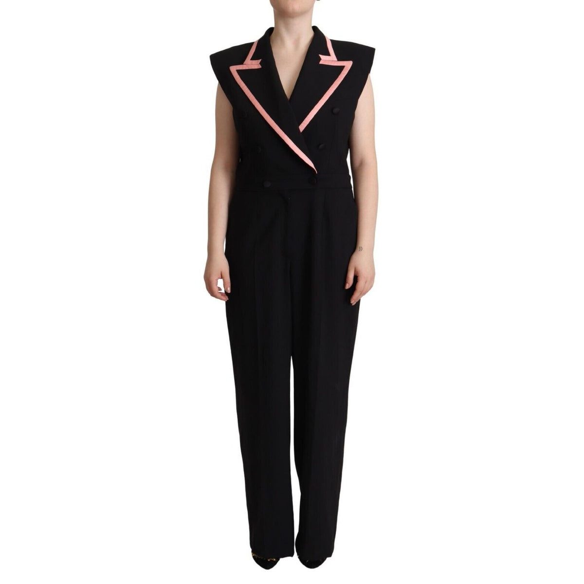 Dolce & Gabbana Black Wool Blend Sleeveless Jumpsuit Dress