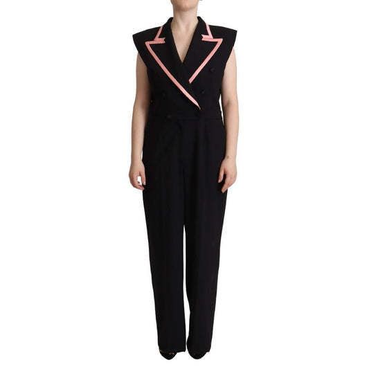 Dolce & Gabbana Black Wool Blend Sleeveless Jumpsuit Dress
