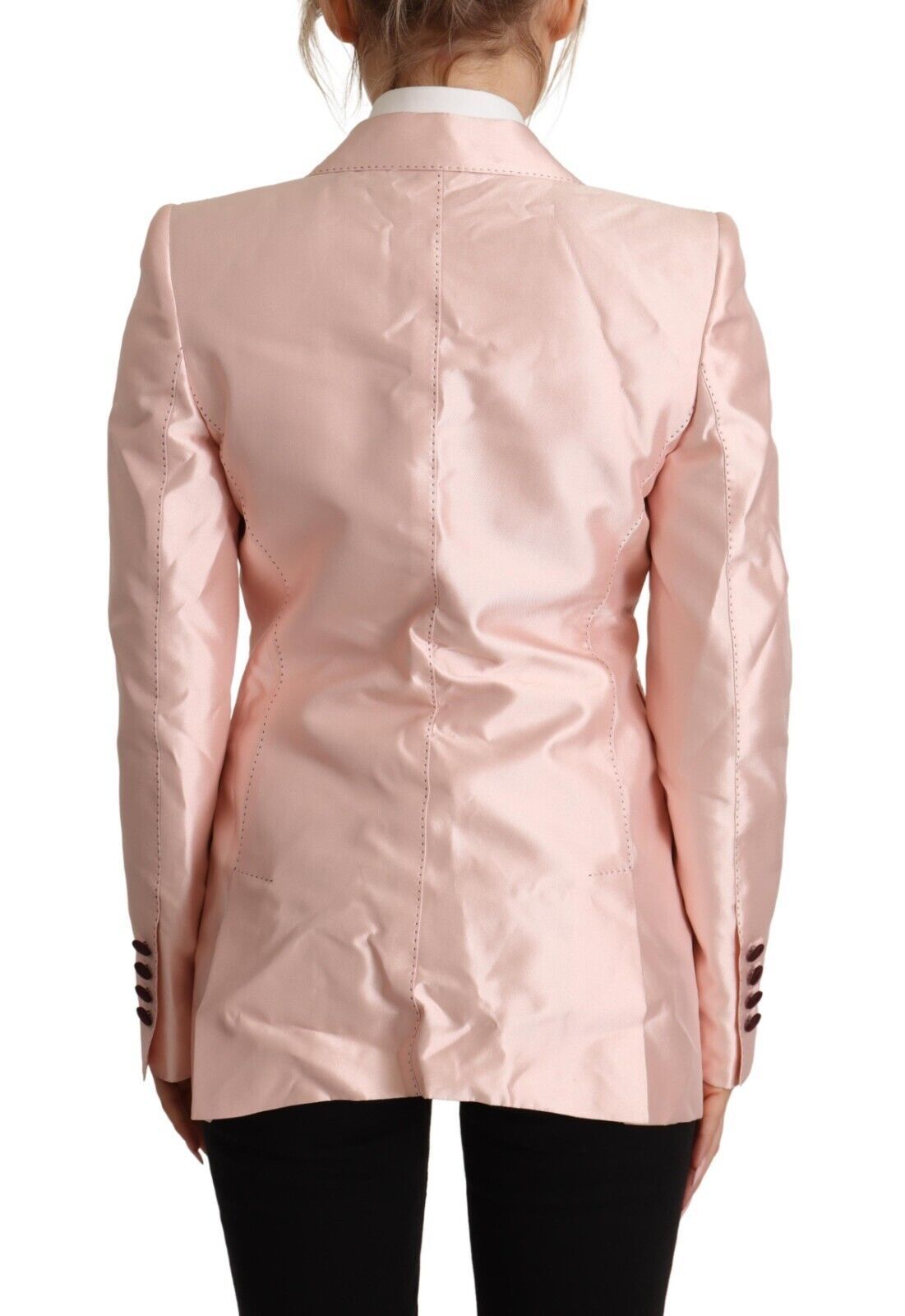 Dolce & Gabbana Pink Satin Long Sleeves Blazer Coat Jacket Dolce & Gabbana