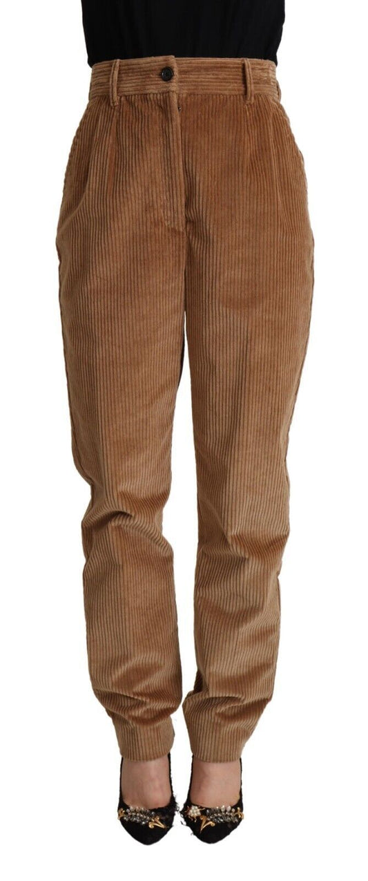 Dolce & Gabbana Brown Cotton Corduroy High Waist Skinny Pants Dolce & Gabbana