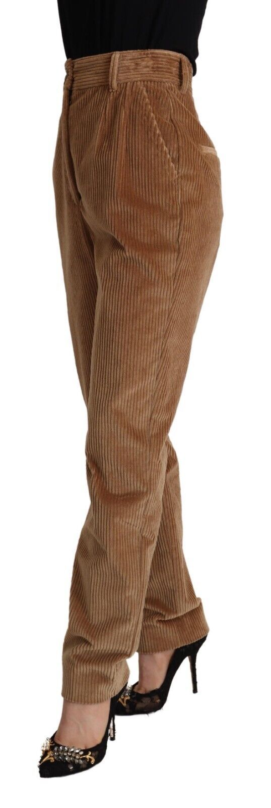 Dolce & Gabbana Brown Cotton Corduroy High Waist Skinny Pants Dolce & Gabbana