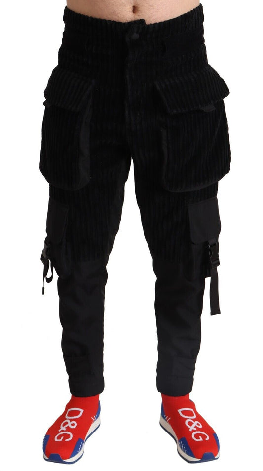Dolce & Gabbana Black Cotton Skinny Corduroy Cargo Pants Dolce & Gabbana